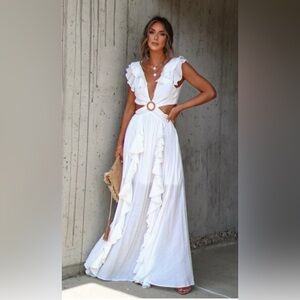 Soleil Cutout Ruffle Maxi Dress